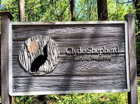 the sign for clyde shepherd nature preserve