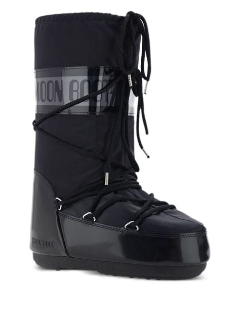 Moon Boot Icon Glance Satin Snow Boots Black Farfetch