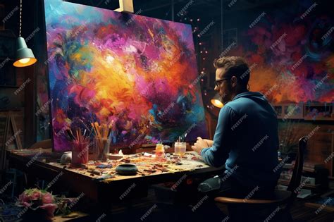 premium photo creative artist painting  vibrant  generative ai