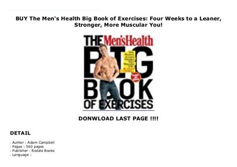 Buy The Men S Health Big Book Of Exercises Four Weeks To A Leaner Stronger More Muscular You