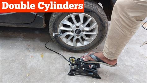 Foot Pump Tyre Inflator With Dual Cylinder YouTube