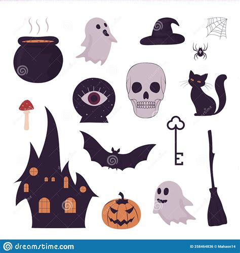 Set Of Halloween Elements Stock Vector Illustration Of Spooky 258464836