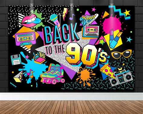 Back To The 90s Backdrop 90s Theme Party Decoration Retro Birthday