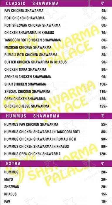 Menu at 9W Shawarma Palace, Mumbai