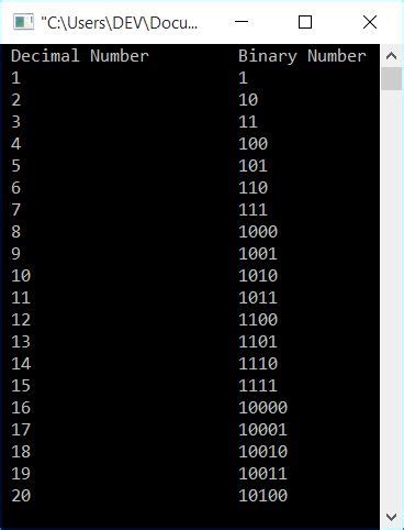 C Program To Convert Decimal To Binary