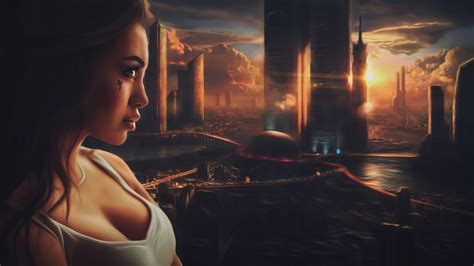 Scifi Girl City 4k Wallpaper HD Artist Wallpapers 4k Wallpapers Images