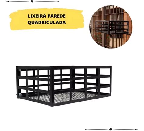 Lixeira De Cal Ada Para Parede Muro Residencial Externa Cor Preto