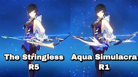 The Stringless R Vs Aqua Simulacra R Same Stats On Yelan Genshin