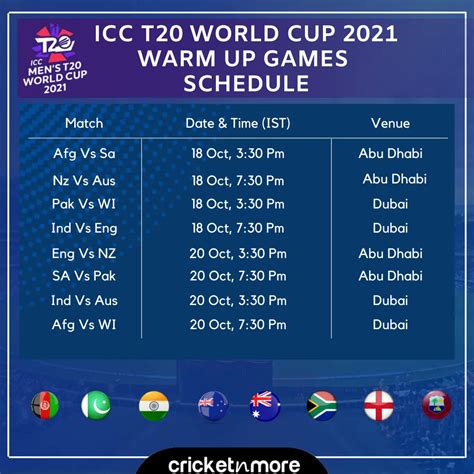 World Cup T20 Schedule Practice Match