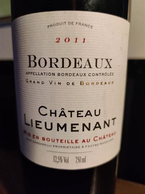 2009 Château Lieumenant France Bordeaux Bordeaux Supérieur