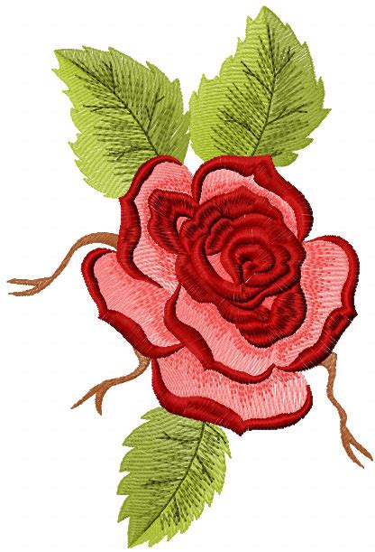 Red Rose Free Machine Embroidery Design