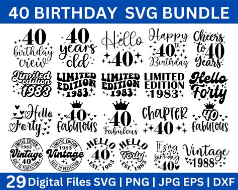 40th Birthday Svg Bundle 40th Birthday Svg Hello 40 Svg Etsy Uk