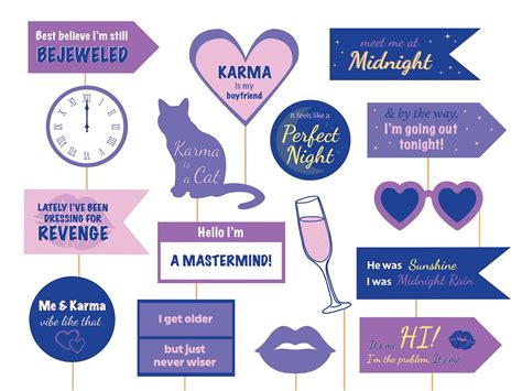 Printable Midnights Taylor Swift Party Photo Booth Props Ts Eras