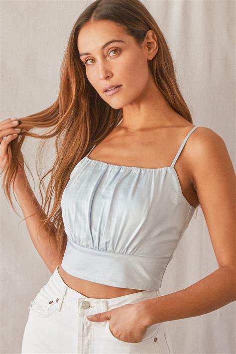 Luxed Out Light Blue Satin Cropped Tank Top Bloggy Moms Magazine