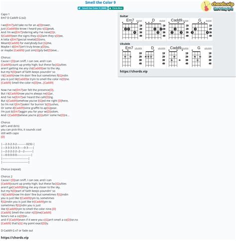 Chord: Smell the Color 9 - tab, song lyric, sheet, guitar, ukulele ...