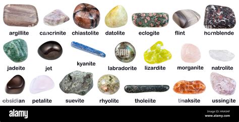 Geological Collection Of Tumbled Mineral Stones With Names