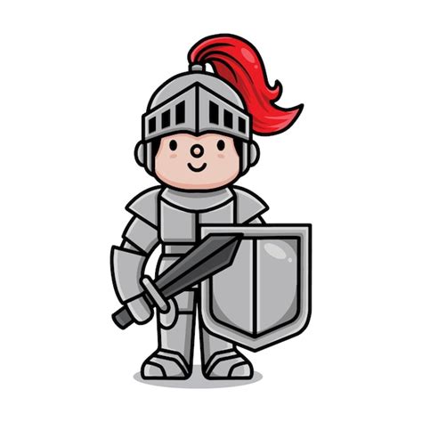 Cute Knight Cartoon Character Premium Vector