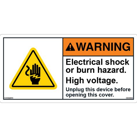 ANSI Safety Label - Warning - Risk Of Electric Shock