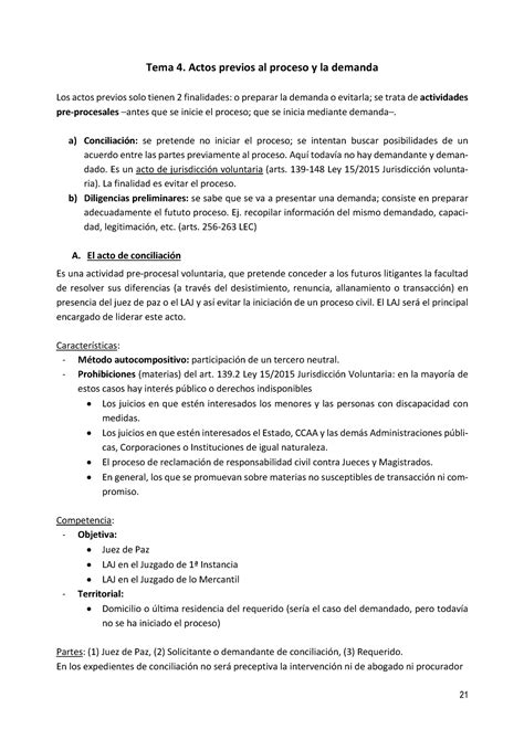 Tema Actos Previos Al Proceso Y A La Demanda Tema Actos