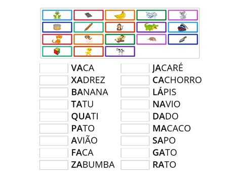 Relacione A Palavra A Imagem Match Up