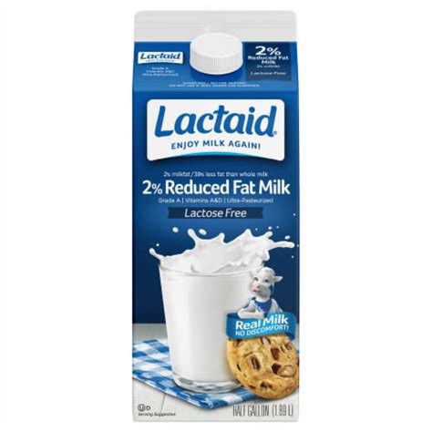 Lactaid Lactose Free 2 Reduced Fat Milk Half Gallon 0 5 Gal Fred Meyer