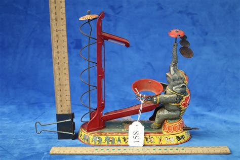 Lot Vintage Tin Toy Made In Us Zone Germany Dancing Elephant