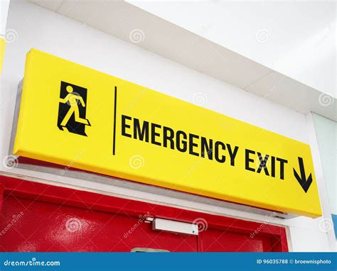 Airport Emergency Exit Signage Stock Photo Image Of Airline Open