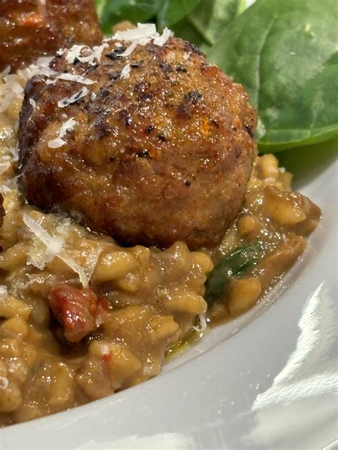 Porcini Mushroom Risotto With Meatballs Italiano Camille Cooks For You