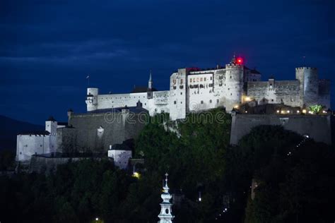 Hohensalzburg Fortress at Night. Salzburg Stock Image - Image of ...