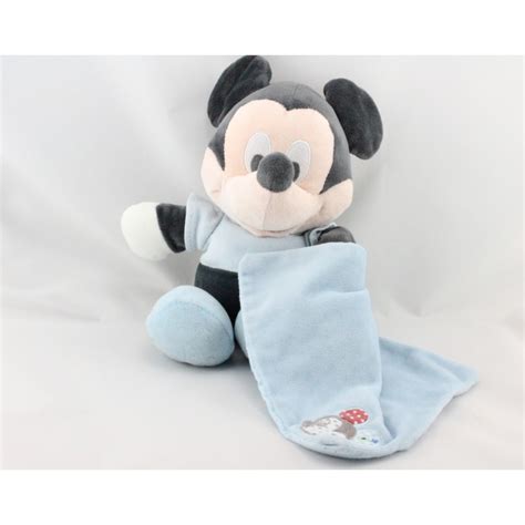 Doudou B B Mickey Bleu Avec Mouchoir Disney Nicotoy