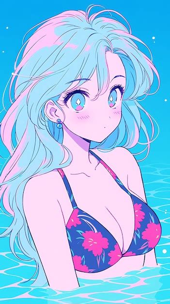 Premium Photo Hand Drawn Cartoon Anime Cool Swimsuit Girl