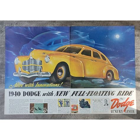 Vintage 1940 Dodge Luxury Liner Print Ad Full 2 Page Etsy