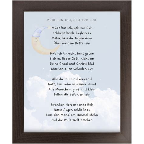 German Bedtime Prayer Framed Wall Art Müde Bin Ich Geh Zur Etsy