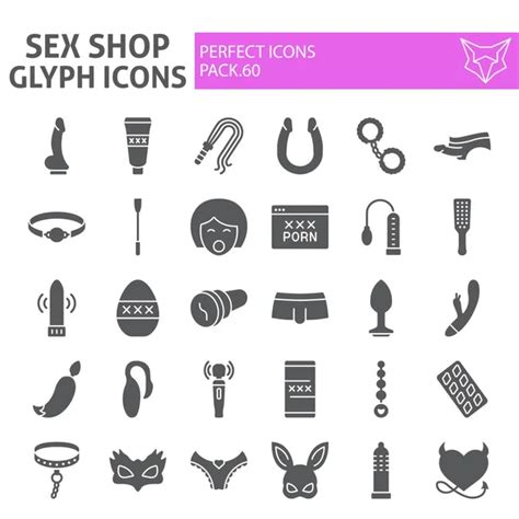 Set De Iconos De Sex Shop Glyph Colección De Símbolos De Juguetes Sexuales Bocetos Vectoriales