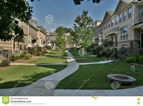 Townhouses Around Courtyard Georgia Usa Stock Image Image Of