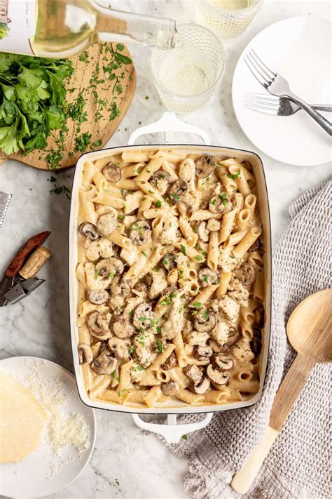 No Boil Chicken Alfredo Bake Creamy And Delicious Fed And Fit