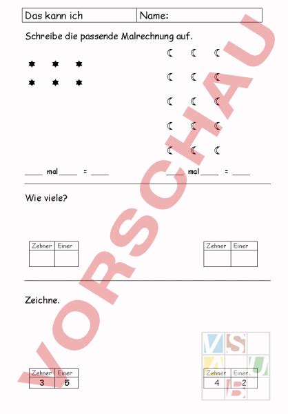 Arbeitsblatt Zehner bündeln und Multiplizieren Mathematik