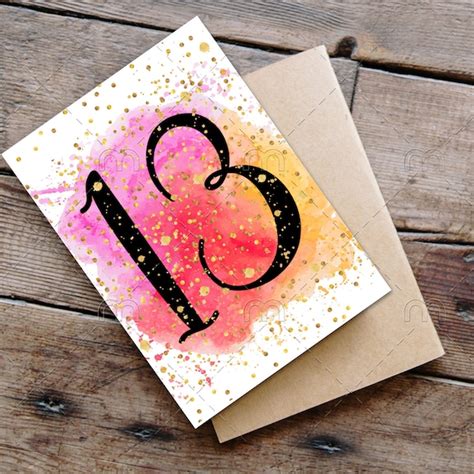 Printable 13th Birthday Card Etsy