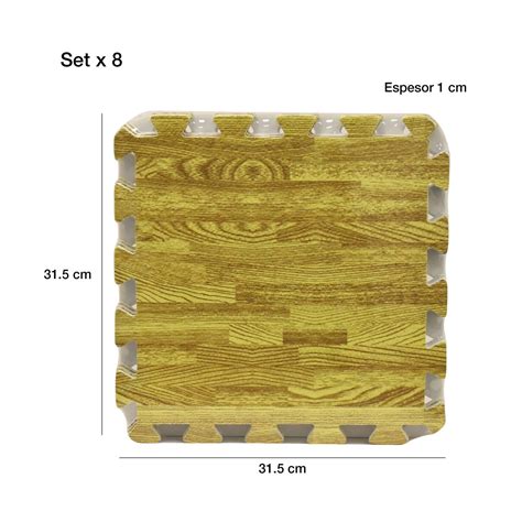 Piso De Goma Eva Tatami Encastrable Set Baldosas X X Cm Amarillo