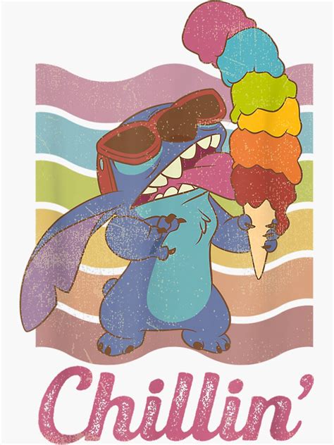 Rainbow Stitch Ice Cream Chillin Sticker For Sale By Garzausart