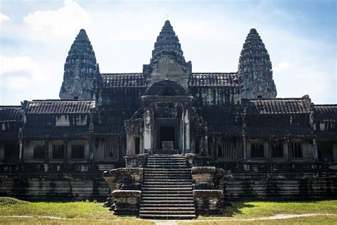 Kambodja Angkor Wat Angkor Siem Sk Rdar Tempel Ruin Antiken