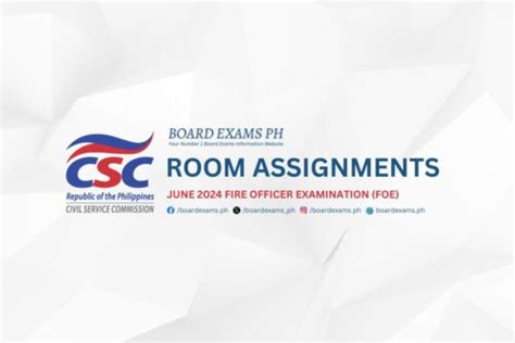 Room Assignments June Fire Officer Examination Foe Board Exams Ph