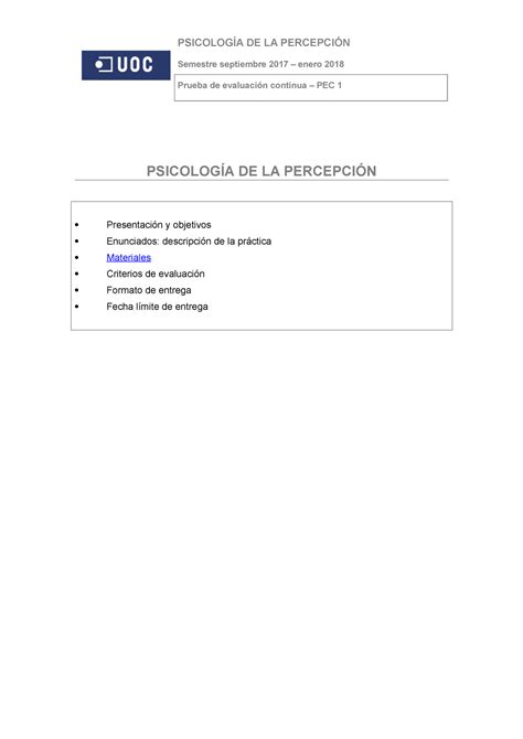 PEC 1 SOLUCIÓN psicología de la percepción UOC Semestre septiembre