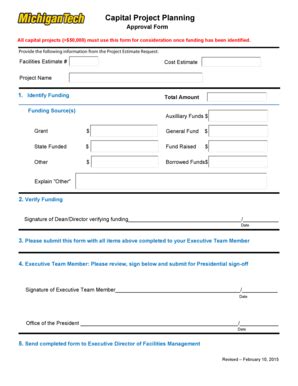 Fillable Online Mtu Capital Project Approval Form 2012 ADVANCES