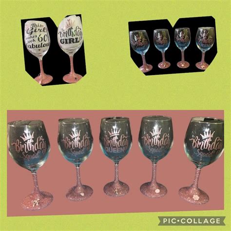 Birthday Squad Birthday Queen Glittered Wine Glasses Etsy