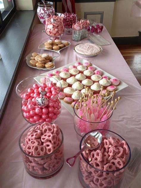 Dessert Table Sweet Pretzels Cupcakes And Cookies Girl Baby Shower