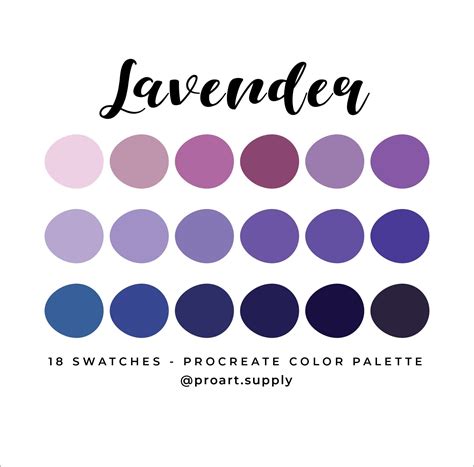 Lavender Procreate Color Palette Hex Codes Purple Pink Indigo For