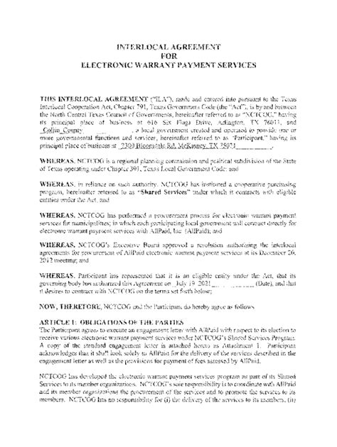 Fillable Online Interlocal Agreement For Jail Services This Agreement