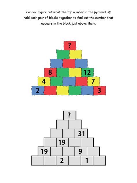 Pyramid Addition Brain Teasers