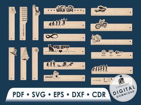 Rulers Laser Cut Svg Bundle Ruler Svg Vector Files For Wood Laser